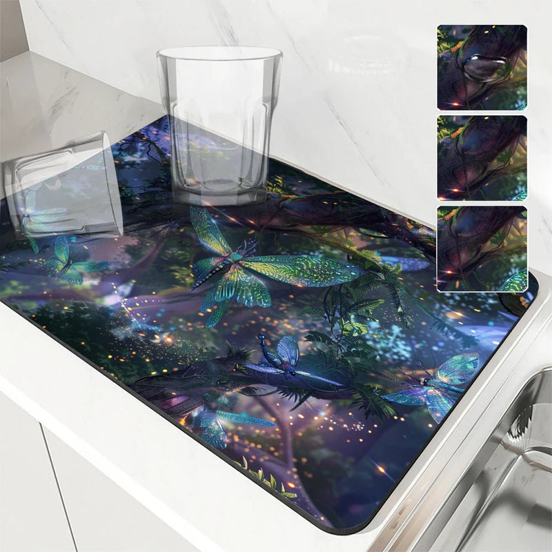 Axyaa Dream Forest Absorbent Drying Mat - Anti Slip Table Decoration Mats