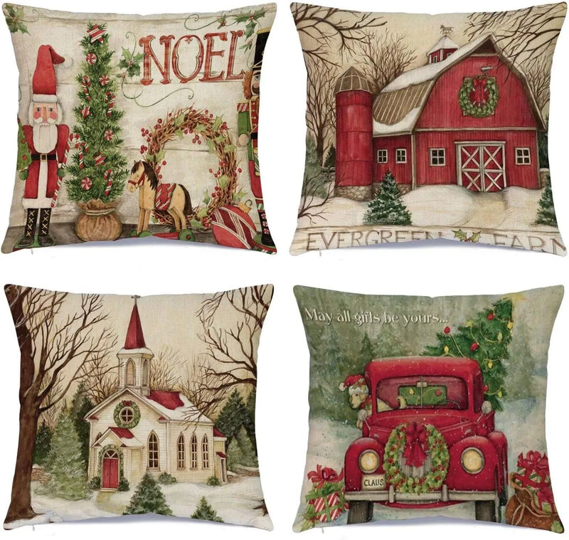 Red Christmas Tree Believe Snowflake Pillow Covers for Home Couch 45x45