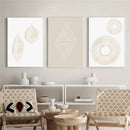 Axyaa Beige Line Abstract Canvas Wall Art Print Set for Modern Minimalist Home Decor