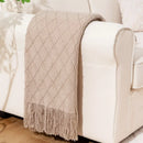 Axyaa Oversized Khaki Throw Blanket 150x230cm for Couch & Bed - Boho Tan Throws