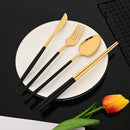Axyaa 24Pcs Black Gold Cutlery Set Stainless Steel Tableware Luxury Dinnerware