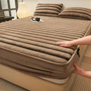 Axyaa Plush Shaggy Fur Mattress Cover Soft Elastic Fitted Sheet Solid Color Protector