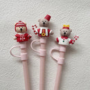 Axyaa Strawberry Bear Silicone Straw Cap for Water Cup - Pink