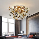 Axyaa Gold Stainless Steel Leaves LED Wall Lamp for Modern Nordic Decor