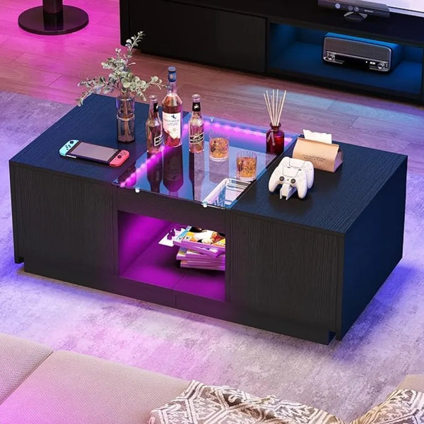 Axyaa LED Rectangle Coffee Table - Modern Centerpiece for Living Spaces