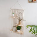 Axyaa Boho Macrame 3 Tier Wall Shelf for Home Decor
