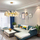 Axyaa Floral Ceramic Chandelier LED Pendant Lamp Luxury Home Lighting