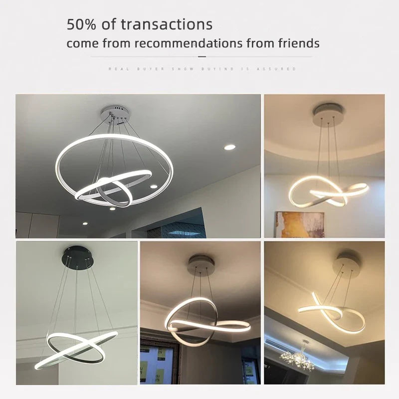 Nordic LED Dining Room Chandelier by Axyaa - Modern Ceiling Pendant for Living Room