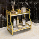 Axyaa Gold Makeup Organizer Shelf: Countertop & Wall-Mounted Cosmetic Storage Rack