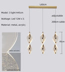 Axyaa Spiral Gold LED Pendant Chandelier Acrylic Droplight Luxury Bar Lamp