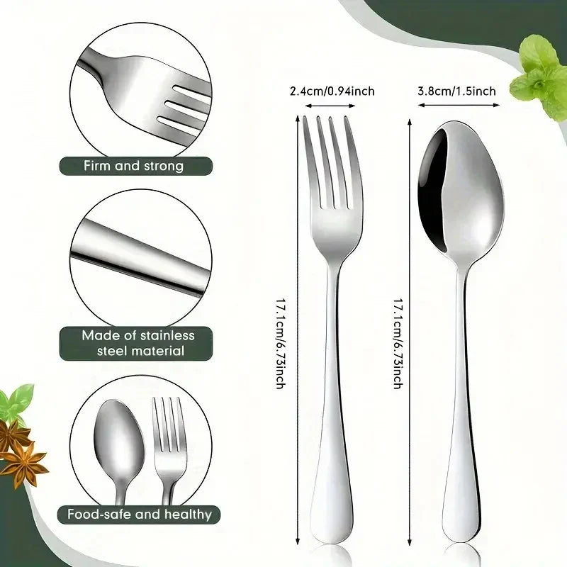 Axyaa Stainless Steel Fork and Spoon Set for Dining - 16 pieces