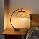 Axyaa Bamboo Weave Table Lamp for Home Office Wabi Sabi Decor