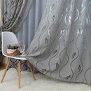 Axyaa Grey Leaf Jacquard Curtains - Designer Home Decor for Living Room