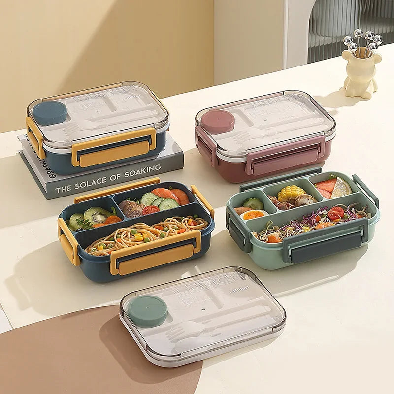 Axyaa 3-Compartment Bento Lunch Box with Fork and Spoon