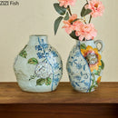 Blue White Ceramic Vase Set Axyaa Artistic Flower Vessels Hydroponic Dried Flower Vases