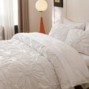 Axyaa Luxe Pleated Duvet Set with Ruffled Pillowcases - Soft, Breathable, Luxurious Bedding