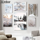 Snow House Nordic Canvas Wall Art by Axyaa for Living Room Decor