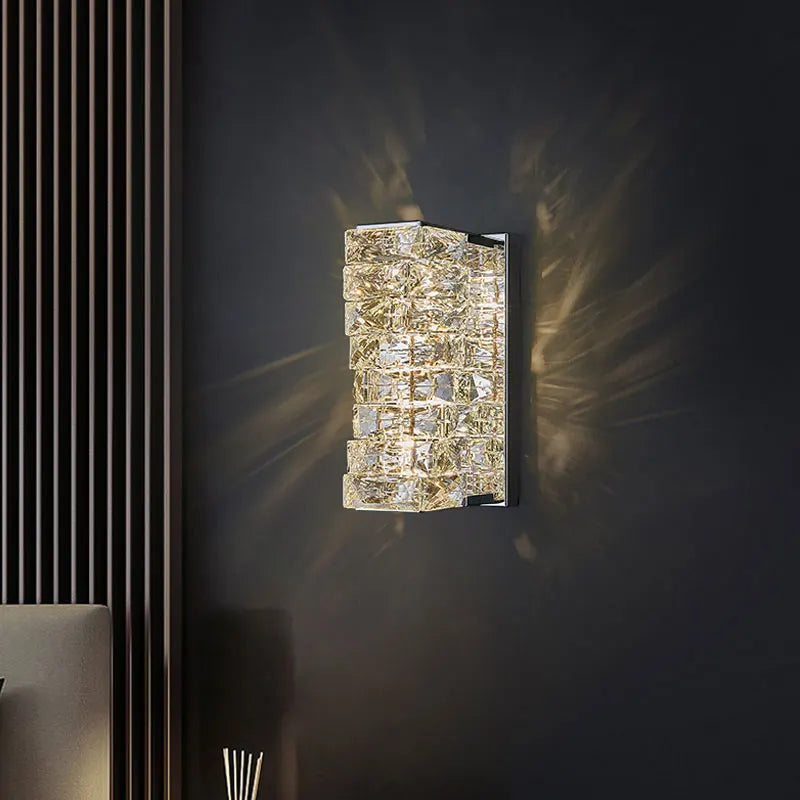 Axyaa Crystal Wall Sconce: Elegant LED Wall Lamp for Bedroom Living Room Decor