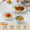 Axyaa 4-6 PCS Ceramic Plate Set with Dinner, Dessert, Soup, Bowl - White/Black