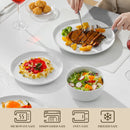 Axyaa LEXI Ceramic Plate Set - White Black Rim Dinnerware, 4/6 PCS Variants
