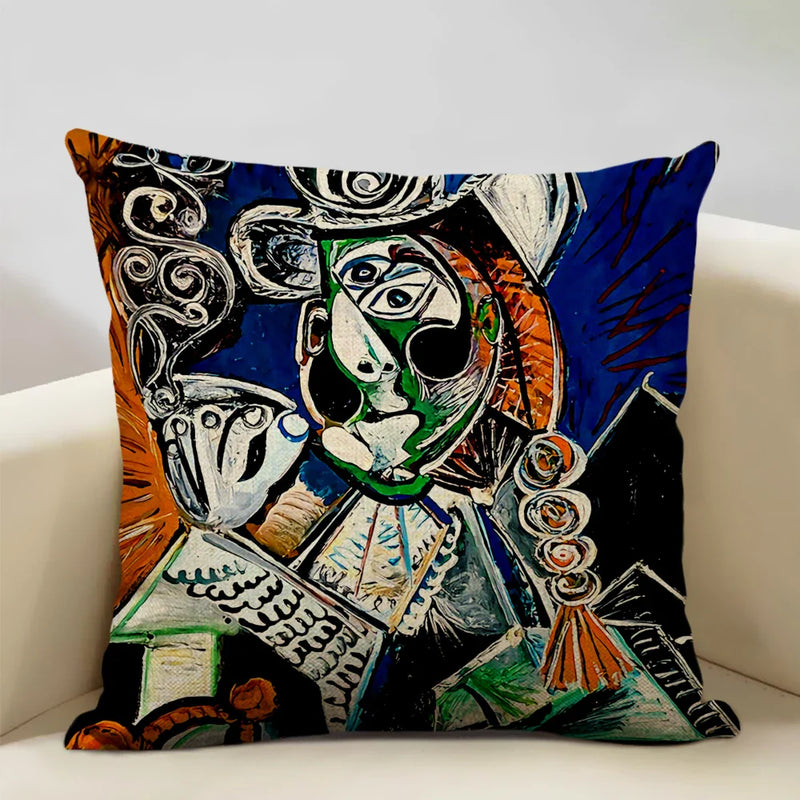 Pablo Picasso Abstract Art Cushion Cover 45x45cm Beige Linen Axyaa Brand