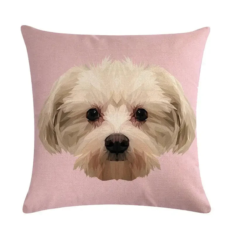 Cartoon Dog Cushion Cover by Axyaa - Linen Pet Pillow for Home Office Sofa Decor