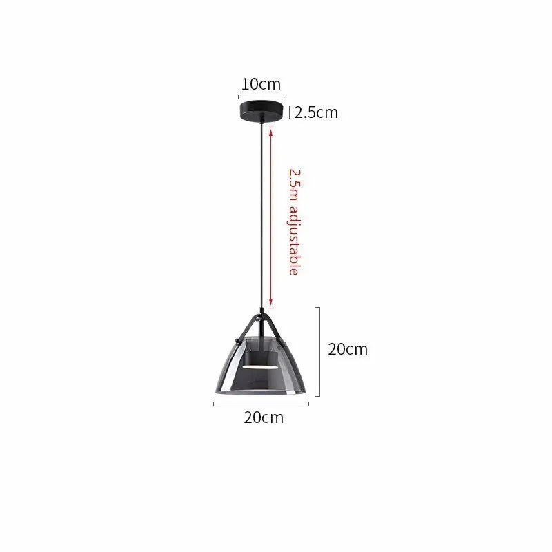 Axyaa Smoke Grey Glass Pendant Lamps for Kitchen Dining Table Light - Hanging Light for Living Room and Bedroom