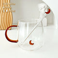 Axyaa 450ml Heat Resistant Glass Coffee Mug with Stirring Stick