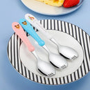 Axyaa Stainless Steel Cutlery Set for Kids - Spoon and Fork Integrated Meal Utensils