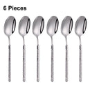 Axyaa Stainless Steel Cutlery Set with Mirror Hammer Pattern Handle