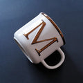 Axyaa Light Luxury Nordic Bone Couple Cup - Gold Relief Ceramic Mug