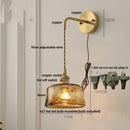 Axyaa Amber Vintage LED Wall Light Up Down Rotate Pull Chain Switch Bedside Lamp