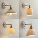 Axyaa Ceramic Sconce with Brass Arm - Handcrafted Porcelain Wall Lighting