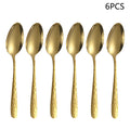 Axyaa Gold Stainless Steel Western Tableware Set: Knife, Fork, Spoon - 24pcs