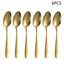 Axyaa Gold Stainless Steel Western Tableware Set: Knife, Fork, Spoon - 24pcs