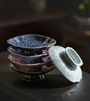 Axyaa Chinese Tea Plate - Delicate Ceramic Fruit Plate for Tea Room and Dim Sum