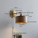 Axyaa LED Wall Sconce Light Switch Walnut Ash Wood Copper Arm Bedroom Living Room