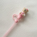 Cherry Blossom Bear Silicone Straw Cover for 30oz Cups by Axyaa