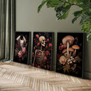 Axyaa Dark Gothic Mushroom Skull Bat Canvas Wall Art Set