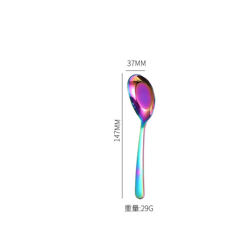Axyaa Stainless Steel Long Handle Soup Spoon Ice Cream Teaspoons Coffee Spoons