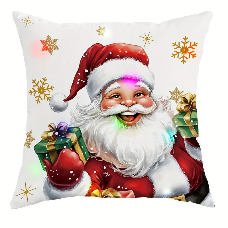 Axyaa Christmas LED Pillowcase, Santa Snowman Tree Design for Home Party Décor