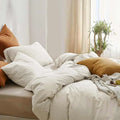 Axyaa 4-Piece Queen Size Dark Olive Green Duvet Cover Set