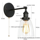 Axyaa Single Arm LED Wall Lamp Glass Iron Vintage Retro Stair Light Fixture