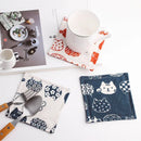 Korean Cartoon Cat Coasters Set by Axya - Cute Cotton Linen Insulation Pad