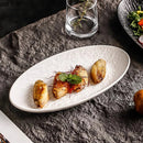 Axyaa Stone Patterned Ceramic Fish Plate: Unique Oval Serving Dish for Sushi, Sashimi & Molecular Cuisine