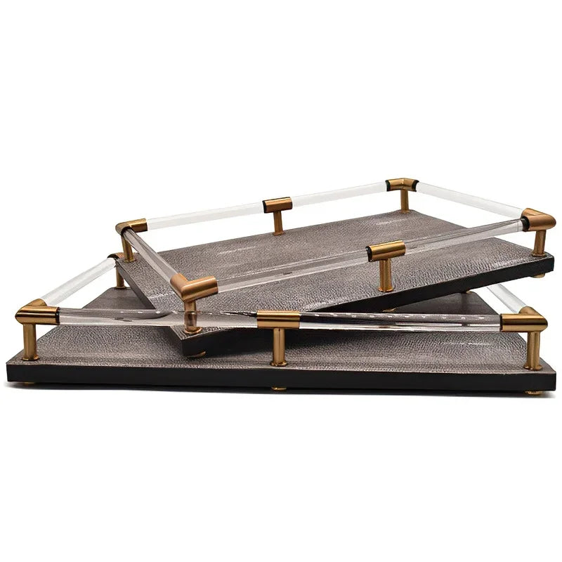 Axya Nordic Blue Leather Tray: Stylish Jewelry & Kitchen Organizer