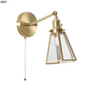 Axyaa Nordic Brass Glass LED Wall Lamp - Vintage Wall Sconce
