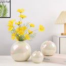 Axyaa Ceramic Vase: Gradient Pearl White Desk Decoration for Flowers Arrangement