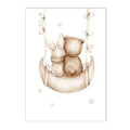 Axyaa Bear Hot Air Balloon Wall Art - Baby Nursery Prints, Boho Rainbow Sun Canvas