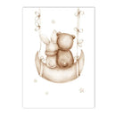 Axyaa Bear Hot Air Balloon Wall Art - Baby Nursery Prints, Boho Rainbow Sun Canvas